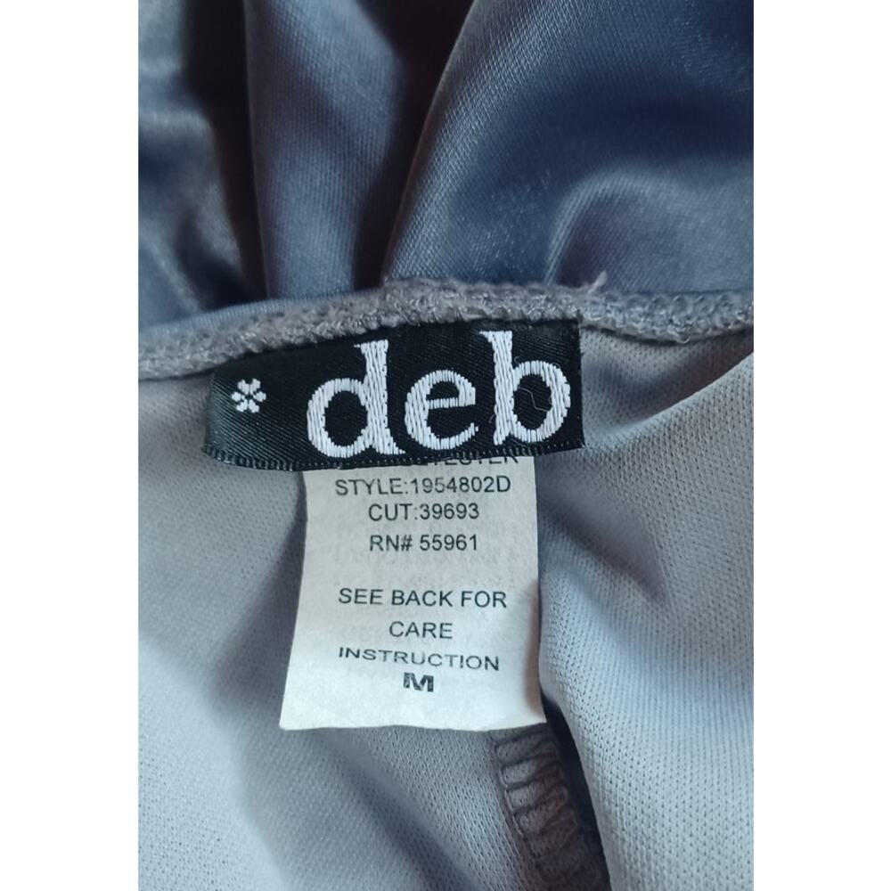 Deb Vintage Y2K Size M Steel Blue Satin Ruched Halter Rhinestone Party Dress - Picture 6 of 8